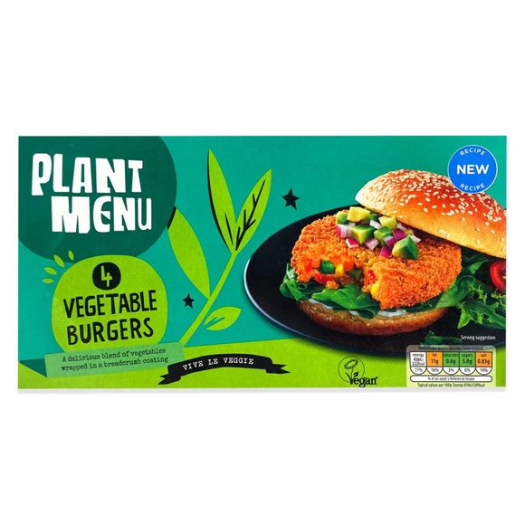 Plant Menu 4 Vegetable Burgers 454g